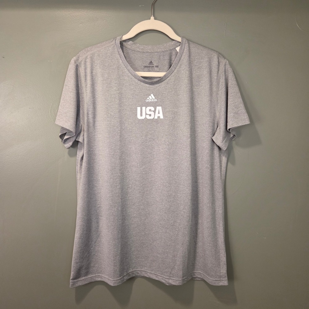 Adidas Team USA Creator Tee Climalite Womens Size XL Gray Quick-Dry Active Shirt